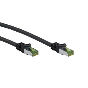 Goobay 61093 GHMT-zertifiziertes CAT 8.1 Patchkabel, S/FTP (PiMF), schwarz Kabellänge: 1 m