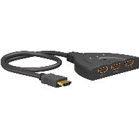 Goobay 58487 Series 1.4 HDMI™-Umschaltbox 3 auf 1 (4K @ 30 Hz), Schwarz, 0.58 m - zum Umschalten zwi
