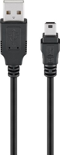 Goobay 93229 USB-A-auf-Mini-B-Kabel, 0,3 m, schwarz VPE Bulk Mindestbestellmenge 1
