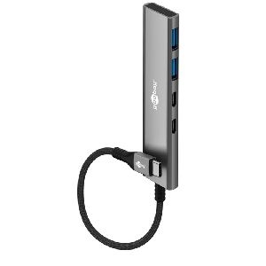 Goobay 76563 Slim 4-Port USB-Hub, USB-C™ auf USB-C™/USB-A, 5 Gbit/s VPE Retail Box Mindestbestellmenge 1