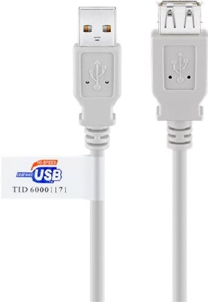 Goobay 68916 USB 2.0 Hi-Speed-Verlängerungskabel mit USB Zertifikat, Grau