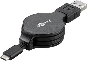 Goobay 45743 USB-C™ Lade- und Synchronisationskabel, ausziehbar : schwarz