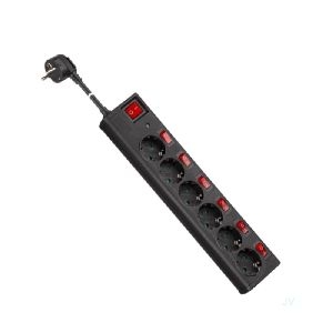 Goobay 72567 Steckdosenleiste 6-fach mit Überspannungsschutz und Schalter, 1,5 m Farbversion: Schwarz VPE Bulk Mindestbestellmenge 1