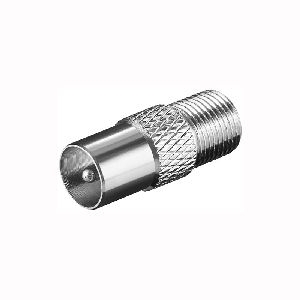 Goobay 11395 F-Adapter: F-Buchse > Koax-Stecker Anschluss, Gehäusematerial: Zink