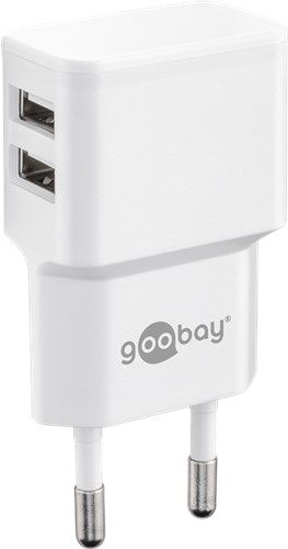 Goobay 44952 USB-A Dual-Ladegerät (12 W) weiß Farbversion: Weiß VPE Retail Polybag Mindestbestellmenge 1