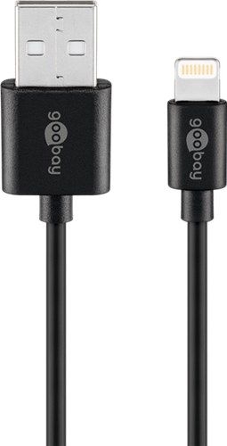 Goobay 63523 Lightning USB Lade- und Synchronisationskabel, 1 m, schwarz VPE Retail Polybag Mindestbestellmenge 1
