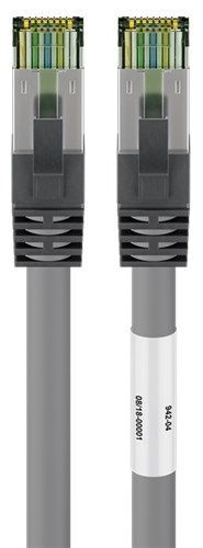 Goobay 55143 RJ45 (CAT 6A, 500 MHz) Patchkabel mit CAT 8.1 S/FTP Rohkabel, grau VPE Bulk Mindestbestellmenge 1