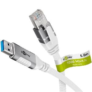 Goobay 74161 Ethernet-Kabel USB-A 3.0 auf RJ45, 5 m VPE Retail Polybag Mindestbestellmenge 1