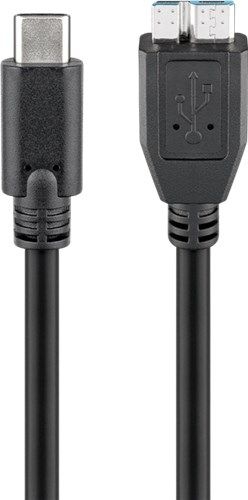 Goobay 67995 USB-C™-auf-Micro-B-Kabel, 0,6 m, schwarz VPE Cable Tag Mindestbestellmenge 1