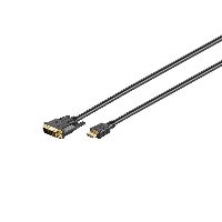 Goobay 51582 DVI-D/HDMI™-Kabel, vergoldet, 5 m, Schwarz - DVI-D-Stecker Single-Link (18+1 pin) > HDM