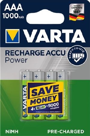Varta 43471 AAA (Micro)/HR03 (5703) Akku - 1000 mAh, 4 Stk. im Blister VPE Retail Blister Mindestbestellmenge 1