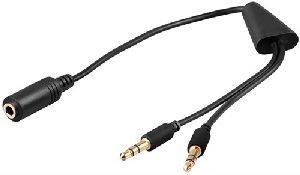 Goobay 48980 Audio-Adapter (Kopfhörer > Notebook), 0.4 m, Schwarz - verbindet Stereo-Headset (3,5-mm