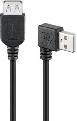 Goobay 95701 USB 2.0 Hi-Speed-Verlängerungskabel 90°, schwarz Kabellänge: 0.15 m VPE Bulk Mindestbestellmenge 1