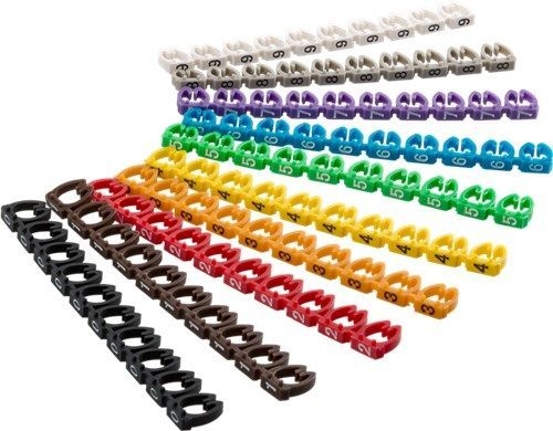 Goobay 72515 Kabelmarker-Clips "Ziffern 0-9", für Kabeldurchmesser von 5,6 - 7,4 mm VPE Retail Polybag Mindestbestellmenge 1