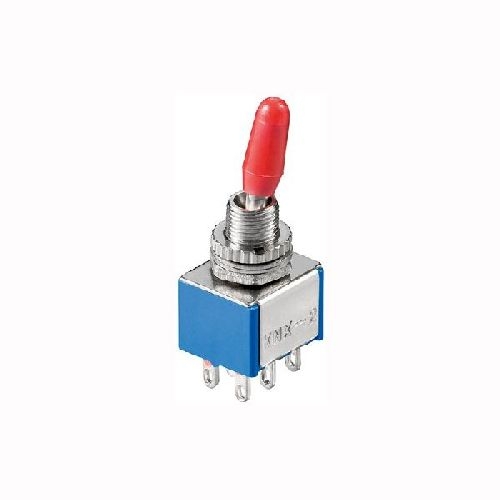 Goobay 10021 Kippschalter Miniatur, 2x EIN – EIN, 6 Pins, blaues Gehäuse VPE Bulk Mindestbestellmenge 1