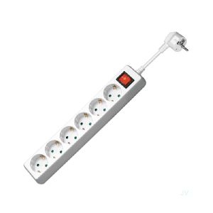 Goobay 51288 Steckdosenleiste 6-fach mit Schalter, 1,5 m, weiß VPE Retail Polybag Mindestbestellmenge 1