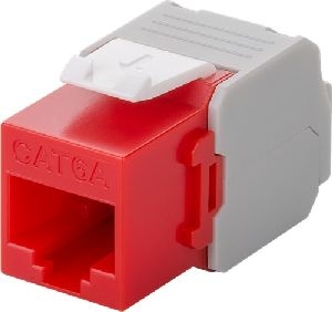 Goobay 90689 Keystone Modul RJ45 CAT 6A, UTP Farbversion: Rot