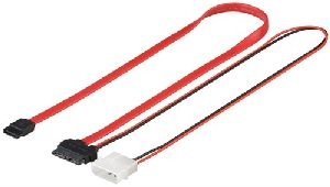 Goobay 95713 HDD S-ATA SlimLine Kabel 1,5 Gbit/s/3 Gbit/s 2in1 Kabellänge: 0.3 m