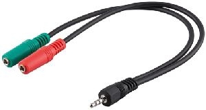 Goobay 50467 PC Headset Adapter, 1x 3,5 mm AUX 4-pol. zu 2x 3,5 mm AUX 3-pol. Kabellänge: 0.3 m