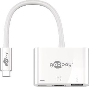 Goobay 62104 USB-C™ Multiport-Adapter HDMI, PD, weiß Verbrauchseinheit: 1 Stk. im Polybeutel