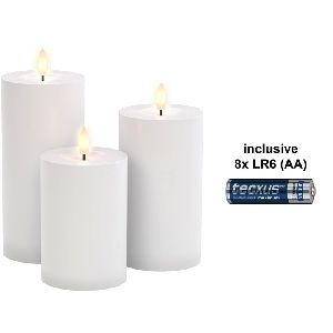 Goobay 75264 3er-Set LED-Kerzen "Outdoor", weiß, inkl. 8x AA (LR6) VPE Retail Polybag Mindestbestellmenge 1