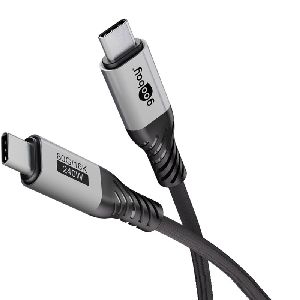 Goobay 74775 USB-C™-Kabel, USB4™ Version 2.0, 1 m, schwarz;silber VPE Cable Tag Mindestbestellmenge 1