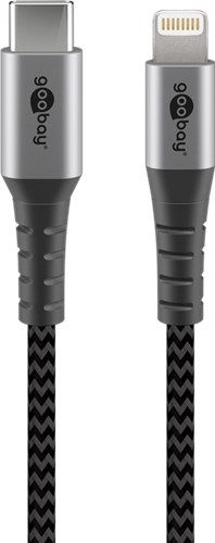 Goobay 49272 Lightning USB-C™ Textilkabel mit Metallsteckern, 2 m