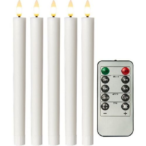 Goobay 77750 5er-Set weiße LED-Echtwachs-Stabkerzen, inkl. Fernbedienung VPE Retail Box Mindestbestellmenge 1