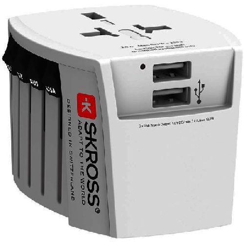 Skross 61664 World Adapter MUV USB 2x USB-A VPE Retail Box Mindestbestellmenge 1