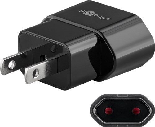 Goobay 45344 Reiseadapter Eurostecker auf USA/Japan, schwarz VPE Retail Polybag Mindestbestellmenge 1