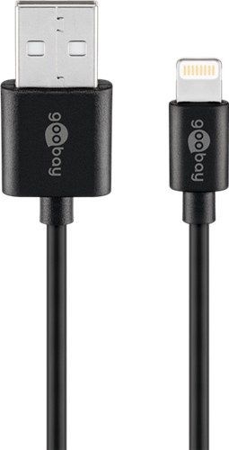 Goobay 63523 Lightning USB Lade- und Synchronisationskabel, 1 m, schwarz VPE Retail Polybag Mindestbestellmenge 1