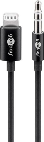 Goobay 66805 Apple Lightning Audio-Anschlusskabel (3,5 mm), 1 m, schwarz VPE Retail Polybag Mindestbestellmenge 1