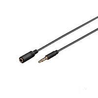 Goobay 62477 Kopfhörer- und Audio- Verlängerungskabel AUX, 4-pol. 3,5 mm slim, CU, 1 m, Schwarz - Klinke 3,5 mm Stecker (4-Pin, stereo) > Klinke 3,5 mm Buchse (4-Pin, stereo)