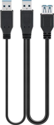 Goobay 95749 2in1-Kabel USB-A auf 2x USB-A, 0,3 m, schwarz VPE Bulk Mindestbestellmenge 1
