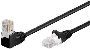 Goobay 94169 CAT 5e Patchkabel 1x 90° gewinkelt, U/UTP, schwarz Kabellänge: 0.25 m