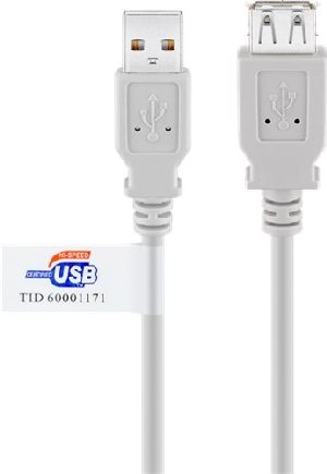 Goobay 68916 USB-A-Verlängerung, zertifiziert, 5 m, grau VPE Bulk Mindestbestellmenge 1
