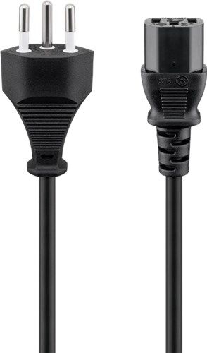 Goobay 93617 Kaltgerätekabel Schweiz, 2 m, Schwarz Kabellänge: 2 m