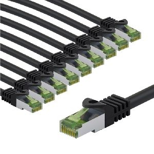 Goobay 69796 GHMT-zertifiziertes CAT 8.1 Patchkabel, S/FTP (PiMF), 1 m, schwarz, 10er-Set VPE Cable Tag Mindestbestellmenge 1