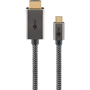 Goobay 75701 USB-C™-auf-HDMI™-Kabel, 3 m, schwarz;silber VPE Retail Box Mindestbestellmenge 1