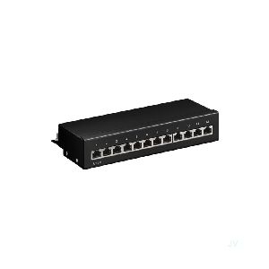 Goobay 69307 CAT 6 Mini/Desktop Patch Panel, 12 Port, (1 HE) Farbversion: Schwarz