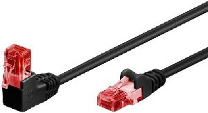 Goobay 51519 CAT 6 Patchkabel 1x 90° gewinkelt, U/UTP, schwarz Kabellänge: 10 m