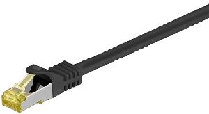Goobay 91599 RJ45 Patchkabel CAT 6A S/FTP (PiMF), 500 MHz mit CAT 7 Rohkabel, schwarz VPE Cable Tag Mindestbestellmenge 1