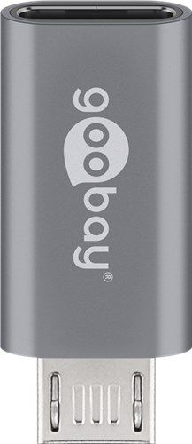 Goobay 55553 USB-Adapter Micro-USB auf USB-C™, OTG, grau VPE Retail Polybag Mindestbestellmenge 1
