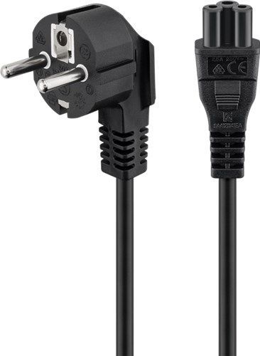 Goobay 44877 Netzanschlusskabel (Schutzkontakt) abgewinkelt, 3 m, Schwarz, (3*0,75 mm²) VPE Retail Polybag Mindestbestellmenge 1