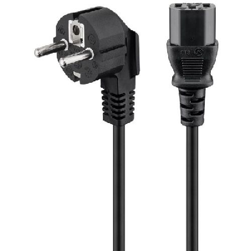 Goobay 59566 Abgewinkeltes Kaltgeräte-Anschlusskabel, 1,8 m, Schwarz, (3*0,75 mm²) VPE Retail Polybag Mindestbestellmenge 1