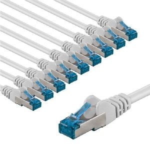 Goobay 69309 CAT 6A Patchkabel, S/FTP (PiMF), 2 m, weiß, 10er-Set VPE Bulk Mindestbestellmenge 1