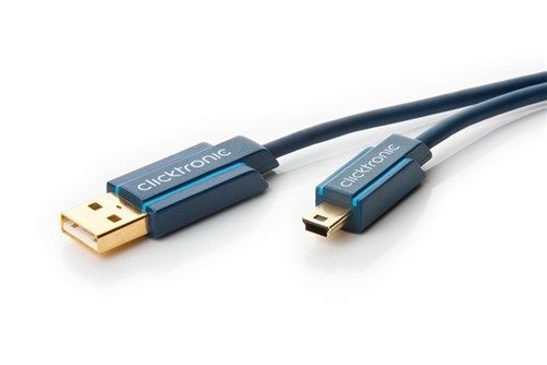 Clicktronic 70127 USB-A-auf-USB-Mini-B 2.0 Adapterkabel VPE Retail Box Mindestbestellmenge 1
