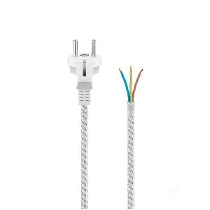 Goobay 50504 Schutzkontaktkabel hitzebeständig zum Konfektionieren, 3 m, Weiß-Silber, (3*0,75 mm²) VPE Retail Polybag Mindestbestellmenge 1