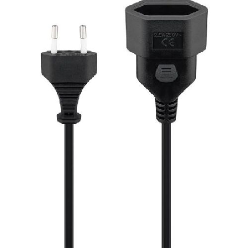 Goobay 64616 Verlängerungskabel Eurostecker, 2 m, schwarz, (2*0,75 mm²) VPE Retail Polybag Mindestbestellmenge 1