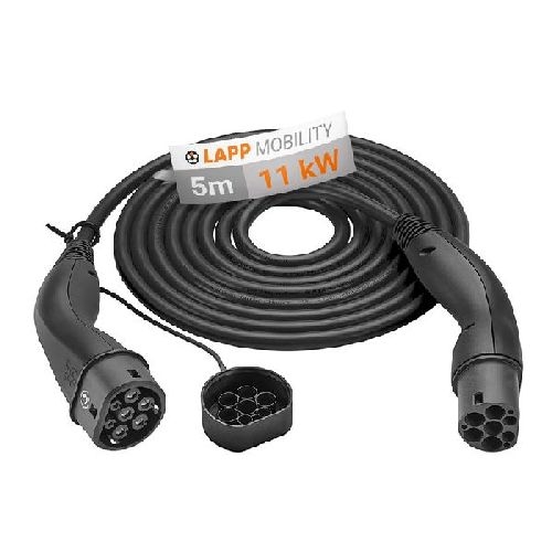 LAPP MOBILITY 61793 Selbstaufrollendes Ladekabel Typ 2, bis zu 11 kW, 5 m, schwarz VPE Retail Box Mindestbestellmenge 1